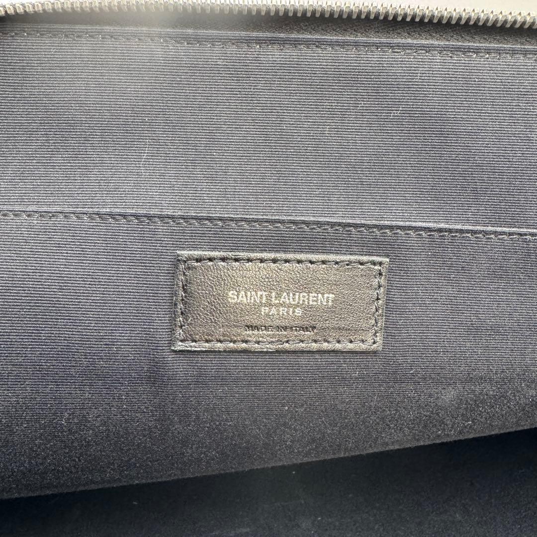 Saint Laurent Black Leather Document Case Clutch Bag Men’s Size 39cm