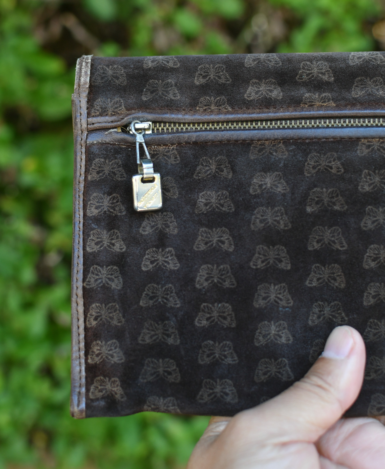 vintage bottega veneta Butterfly clutch purse Brown Soft Leather