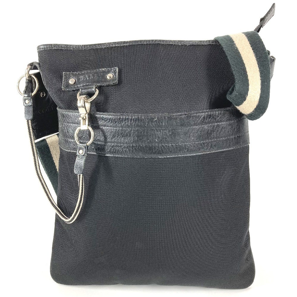 BALLY logo Bag Crossbody Pochette Shoulder Bag Leather/Canvas Black