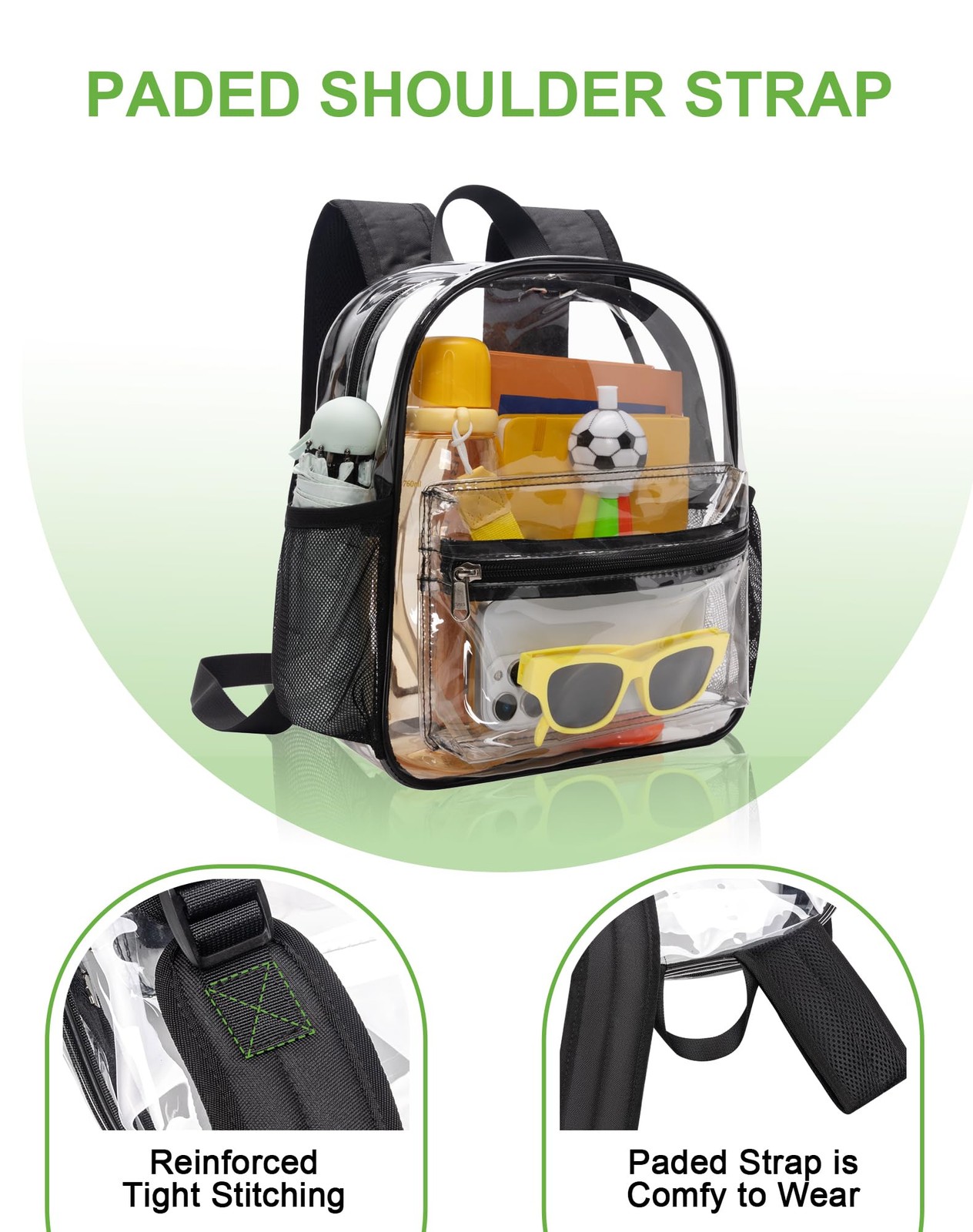 Clear Backpack for Stadium Events, 12x11x6 Inches Stadium Approved