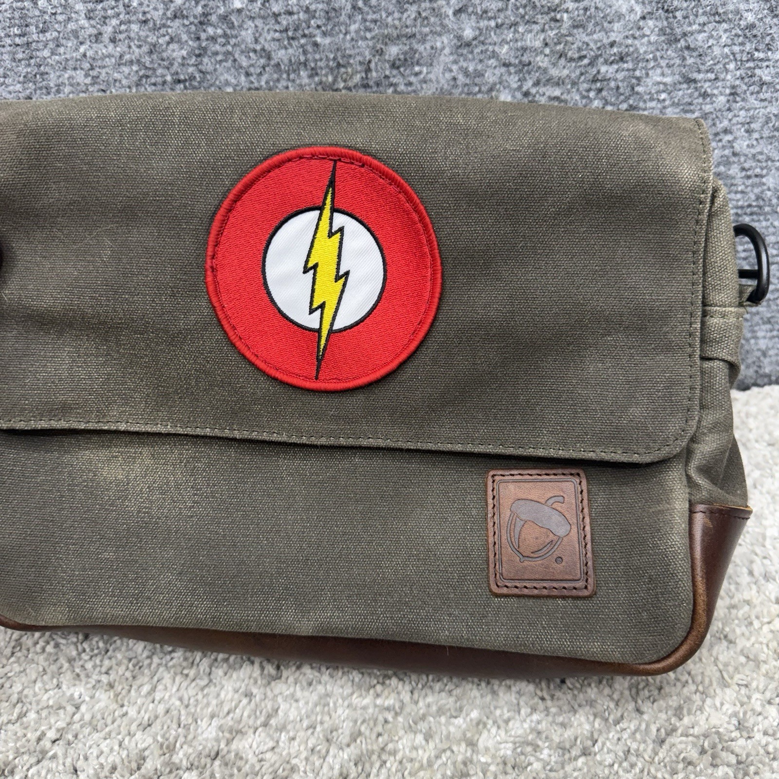 NutSac Canvas Messenger Bag distressed w/ Patch and no shoulder strap