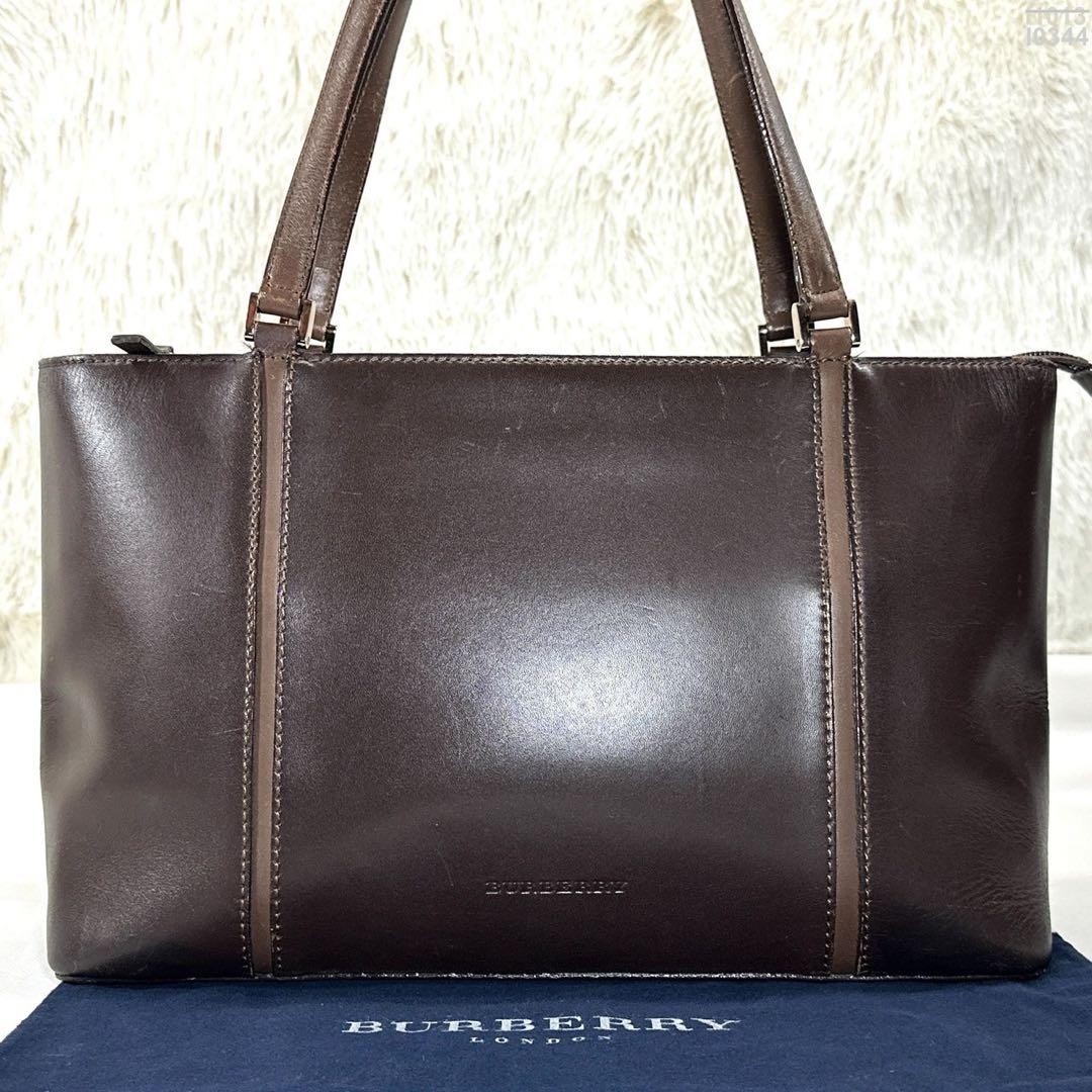 Authentic Burberry Leather Tote Bag Brown 22cm x 36cm x 11cm Business Shoulder