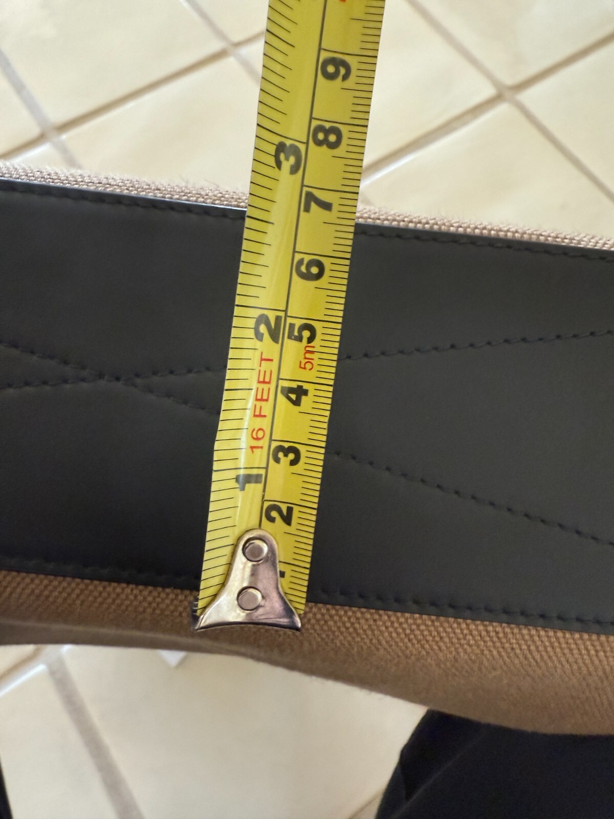 Burberry Camel Fabric and Black leather Medium Tote Bag, 8093452