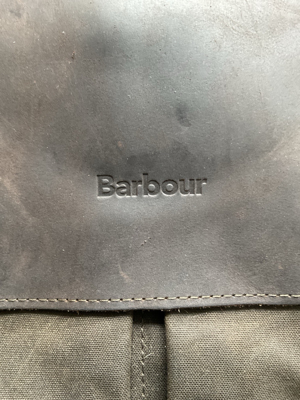 Barbour Waxed Cotton & Leather Briefcase Bag Olive Green( No Strap)