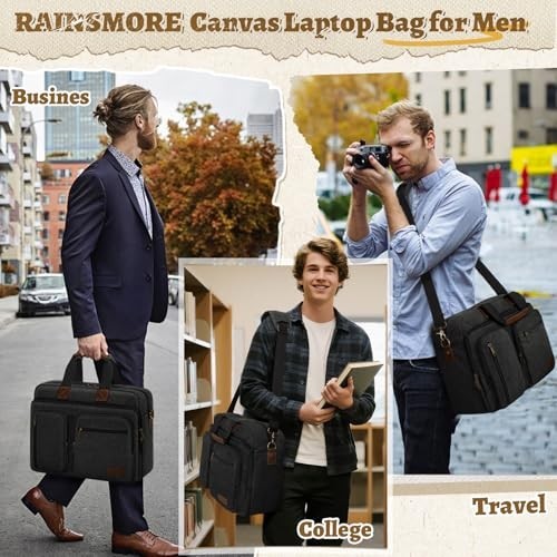Vintage Waterproof Canvas Laptop Messenger Bag – Men’s Briefcase Satchel for Wor