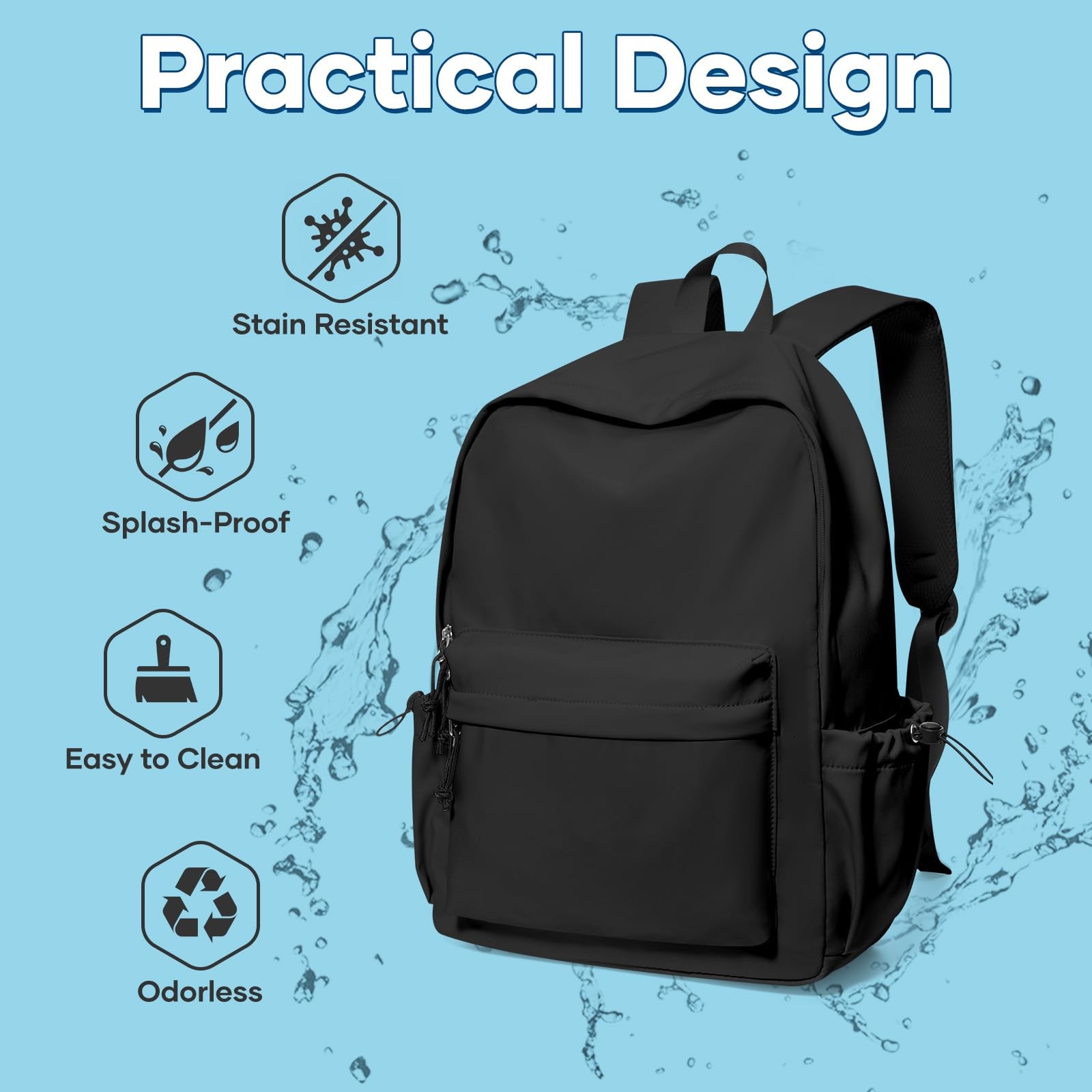 Black School Backpack For Girls Boys High Middle school college Backpack Book…