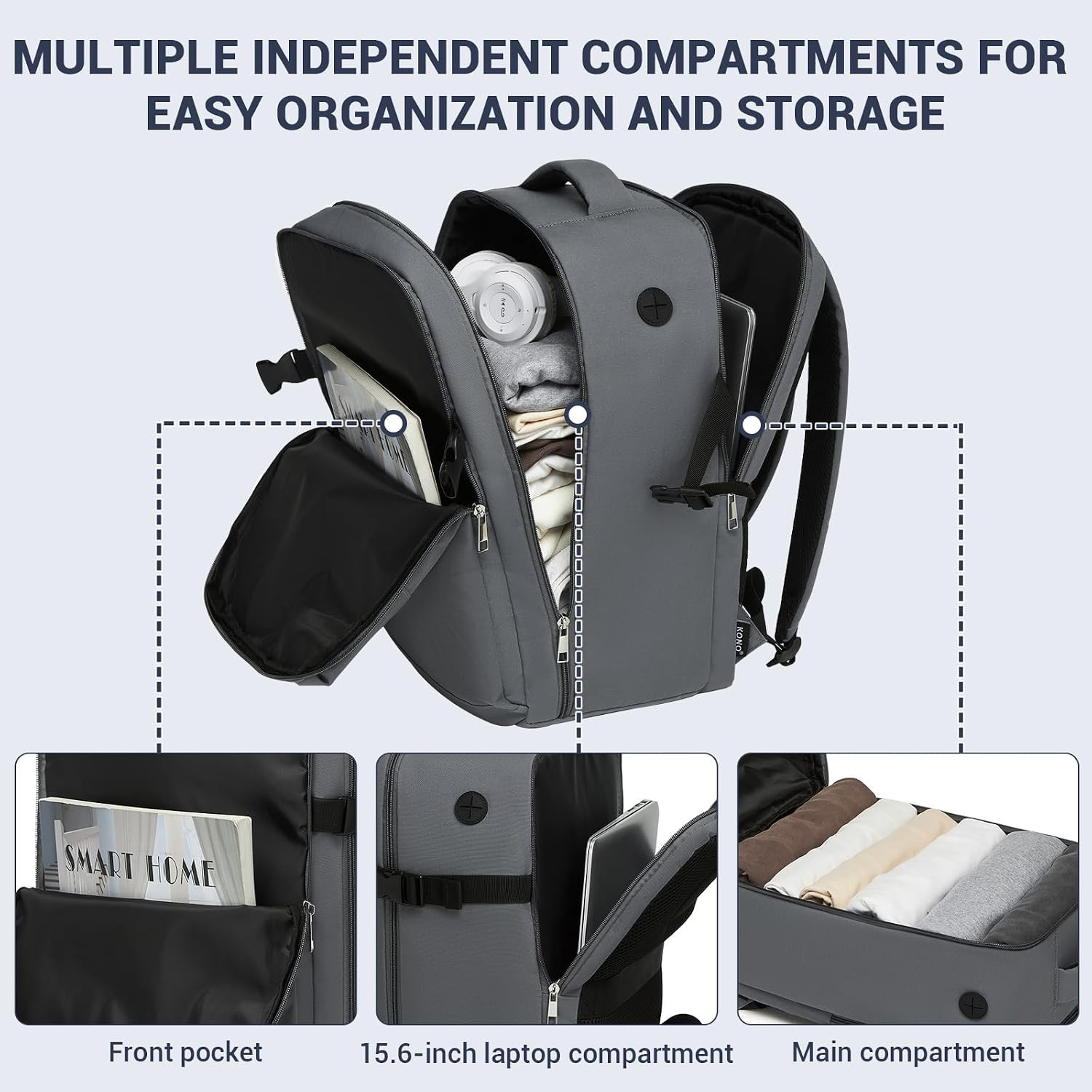 20L Casual Daypack, 40×20×25 cm, Airline Approved, 15.6″ waterproof Laptop Backp