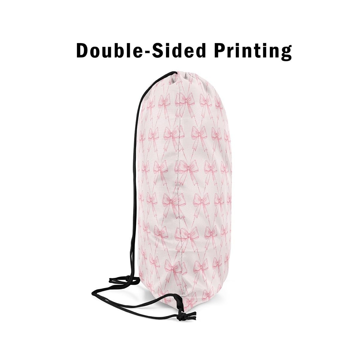 Bow Drawstring Backpack 13″x15.7″ Pink Bow Sports Drawstring Sackpack Cute Bo…