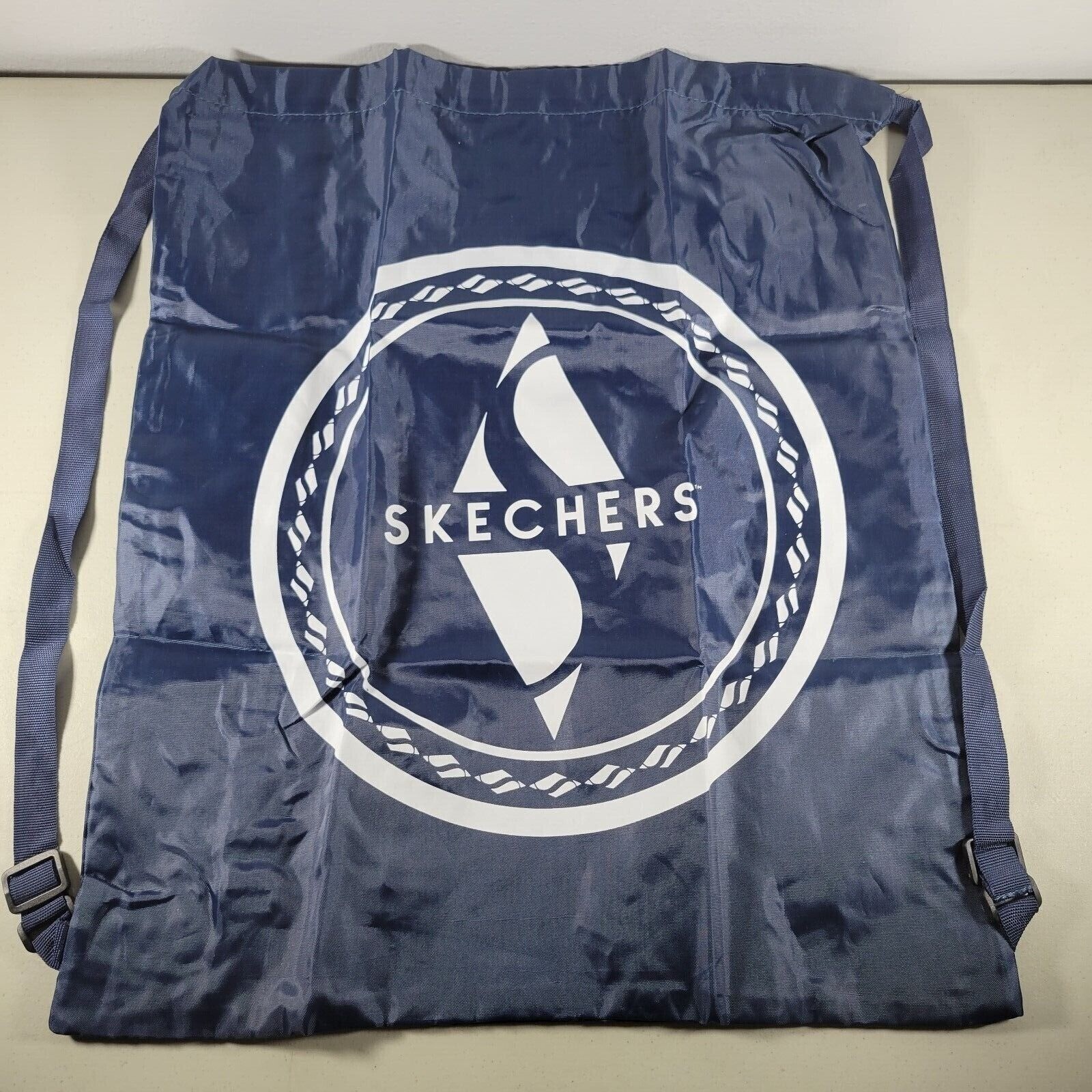 Skechers Bag Backpack Gym Bag Tote Sack Navy Blue 17″ x 20″ Nylon Drawstring