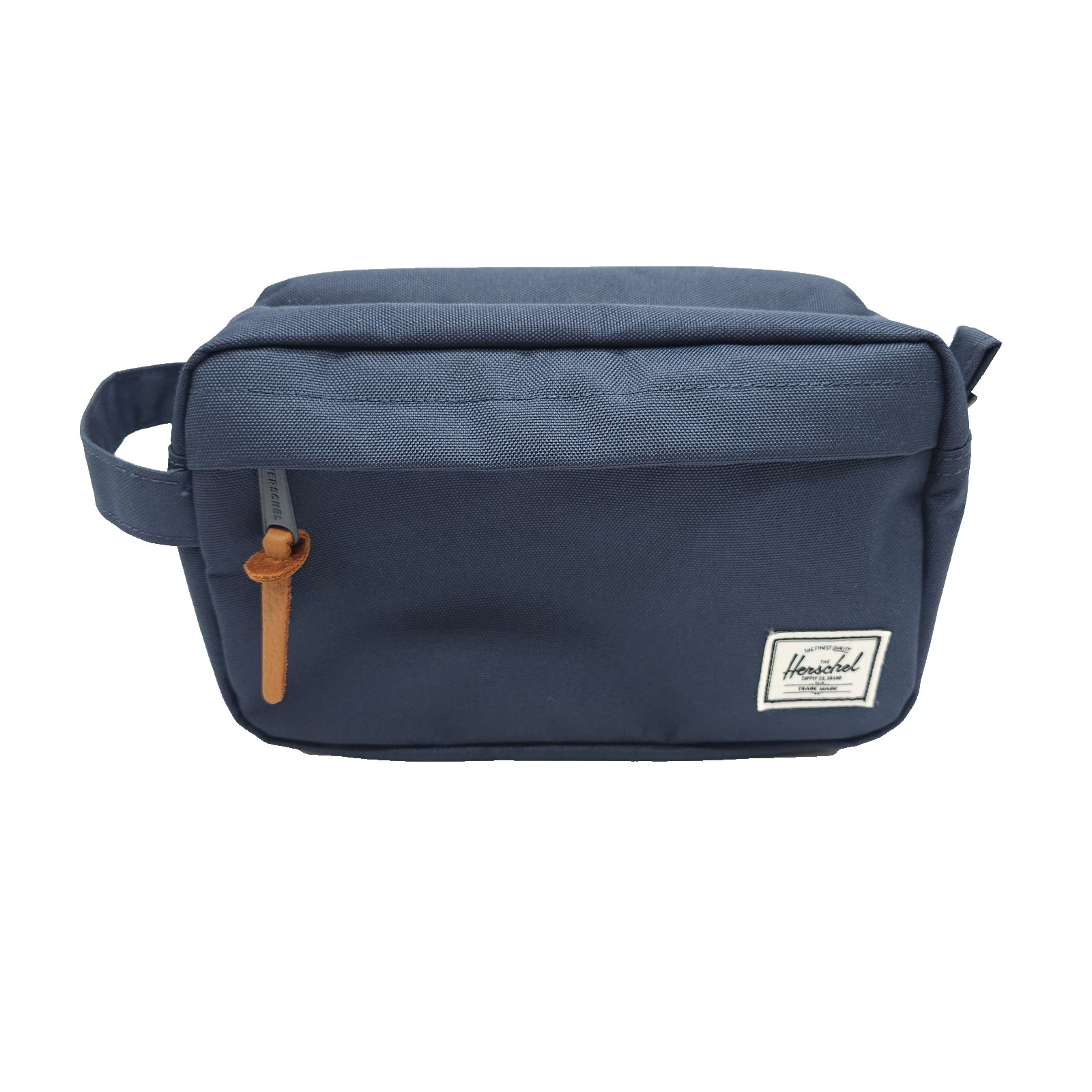 Herschel Supply Co. Toiletry Bag Blue and White With Leather Pull Nice Condition