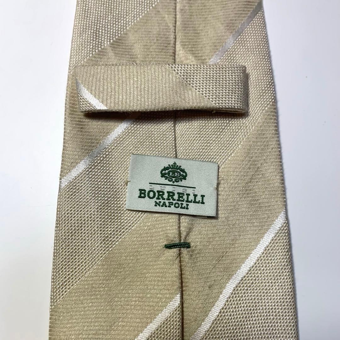 LUIGI BORRELLI Tie White Beige 8cm Width Made in Italy
