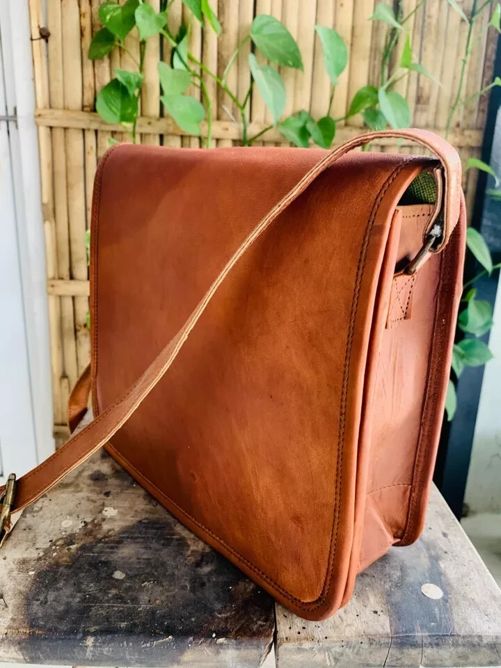 Handmade expandable Goat Limited Leather Laptop Satchel