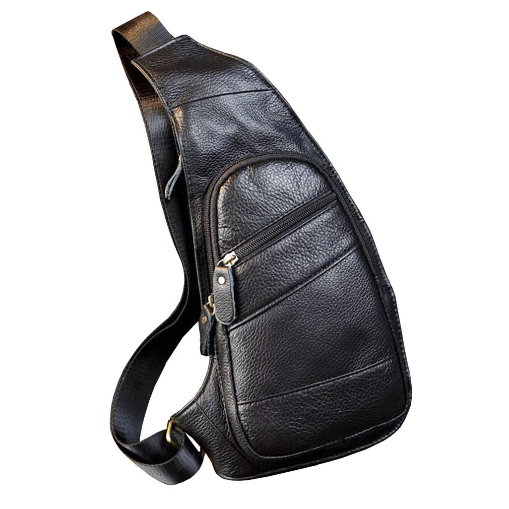 Leather Sling Bag Crossbody Backpack for Men Women Travel Outdoor Business Hi…