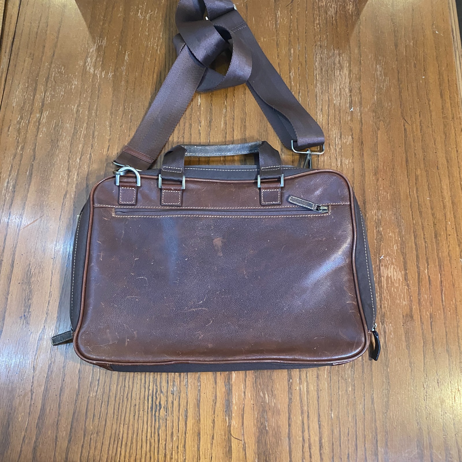 BOCONI Brown Distressed Leather Laptop Briefcase 16″ RFID Work Retro Business