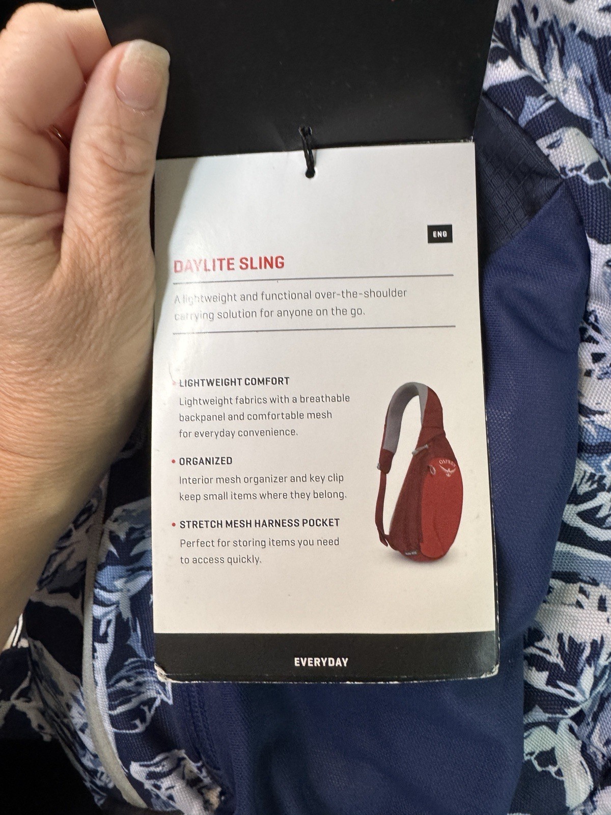 Osprey Daylite Sling Bag Blue Mountain Cell Phone Sleeve Single Shoulder Strap