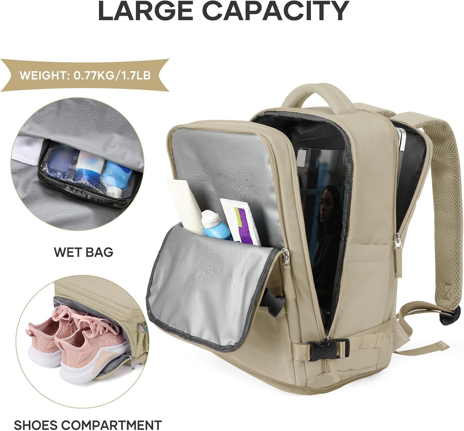 25L Travel Backpack,Carry on Backpack, Hiking Waterproof Outdoor Sports Rucksack
