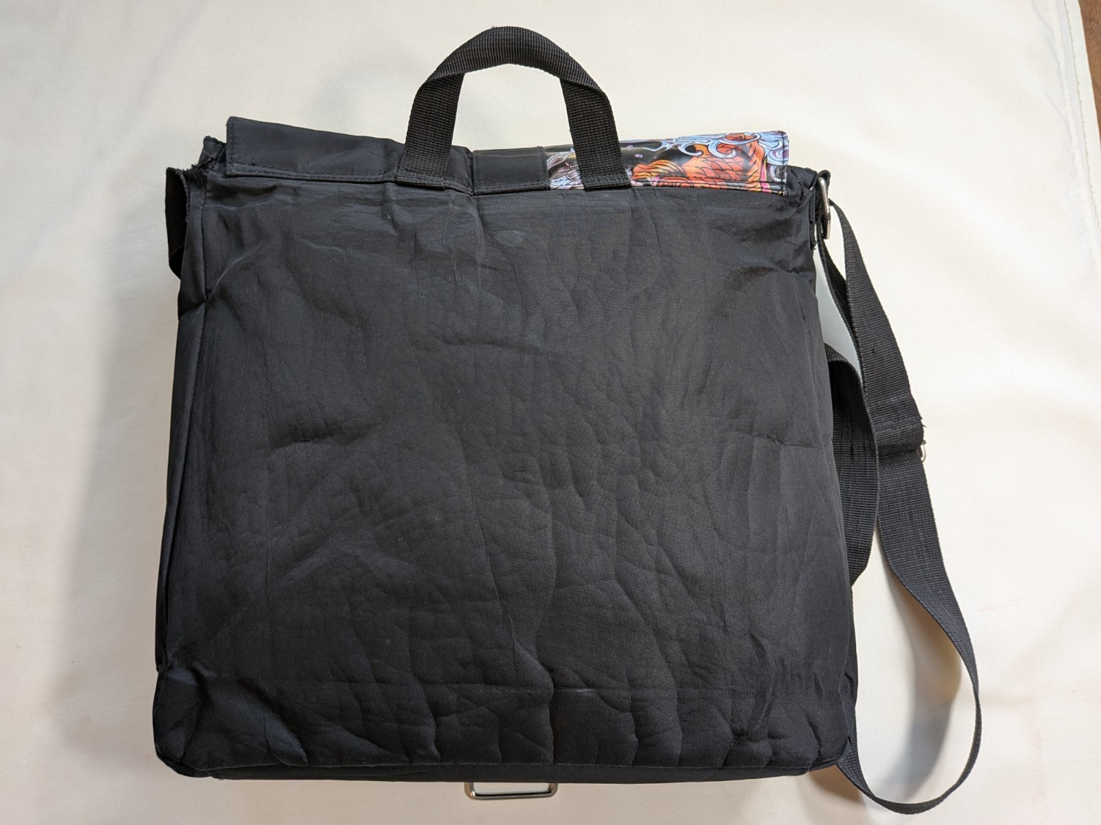 Y2K Ed Hardy Christian Audigier Messenger Bag Black Skull Tattoo Distressed