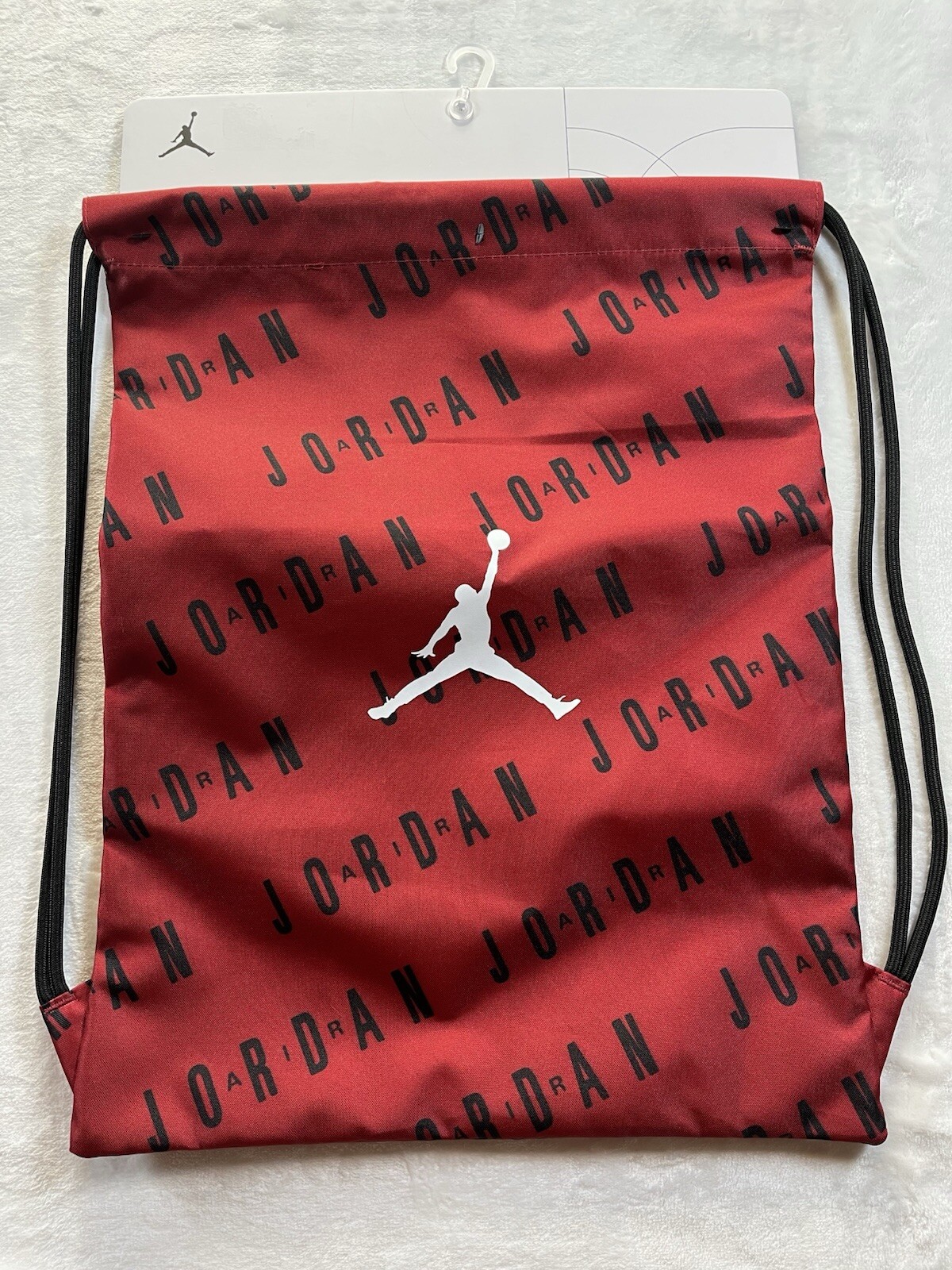 AIR JORDAN BOYS DRAWSRING BAG GYM RED BLACK LOGO NEW