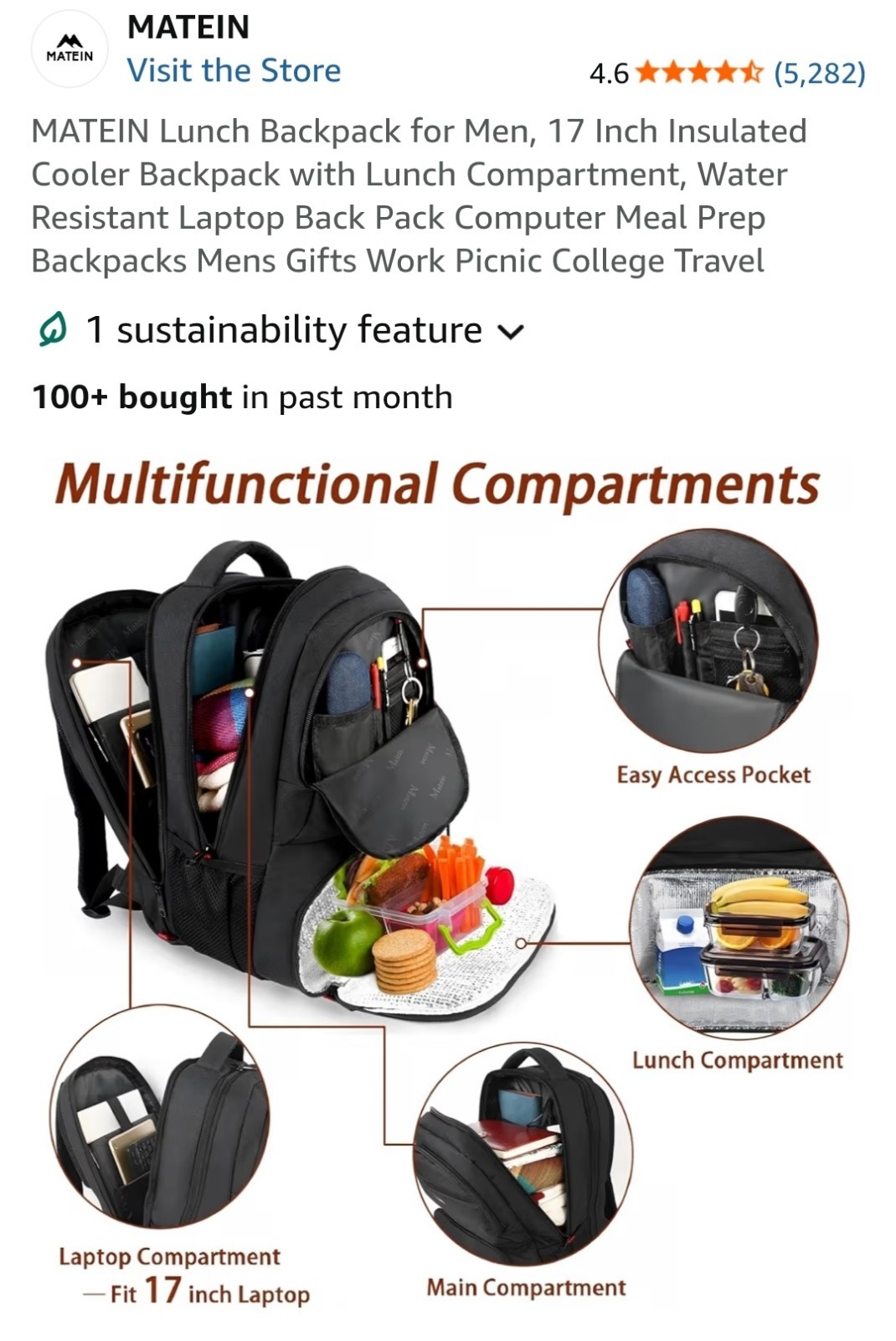 Real Madrid Lunch Backpack Insulated Cooler Compartment, Large Bag Travel Sports