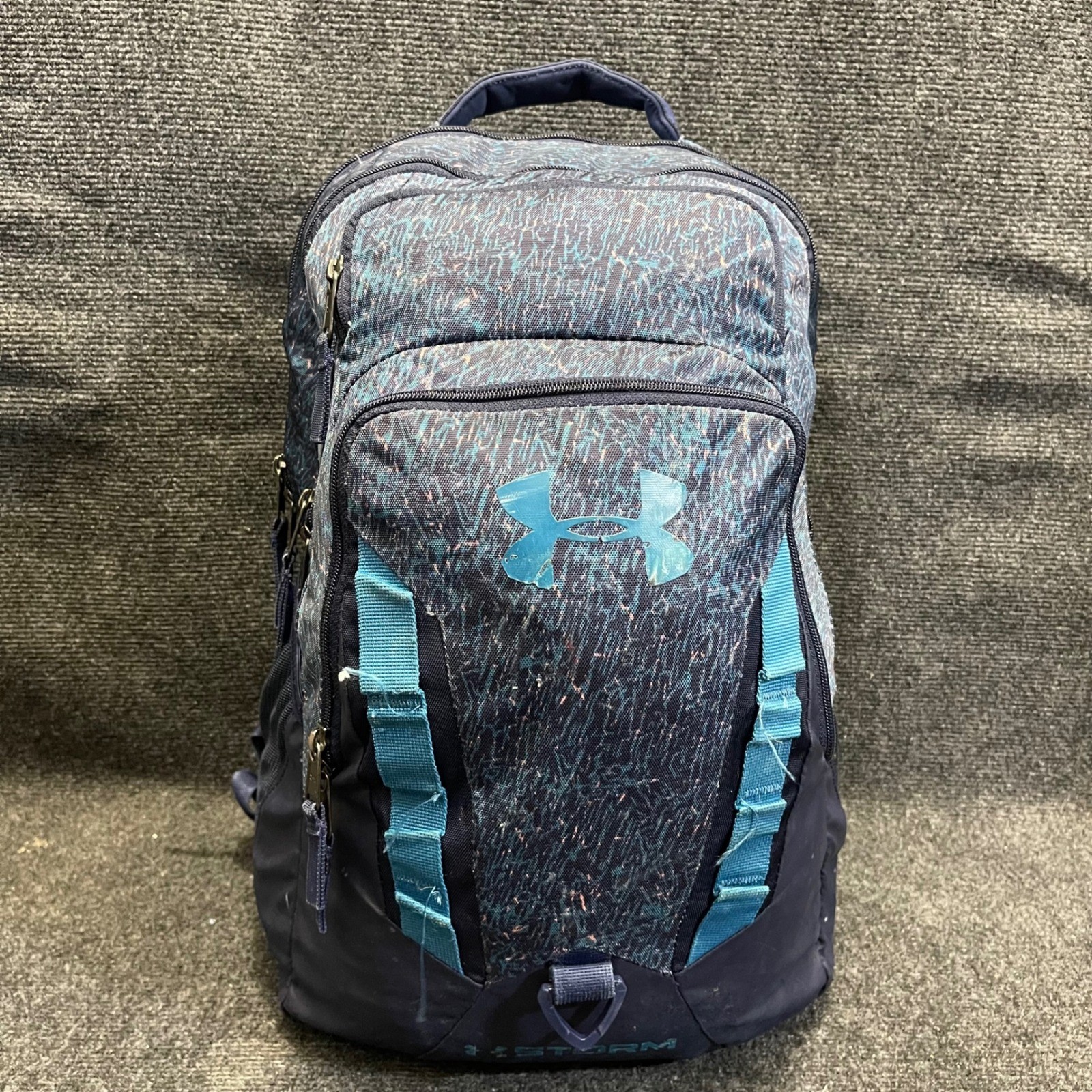 Under Armour 1261825 Teal Blue Patterned Water Resistant Storm Recruit Backpack