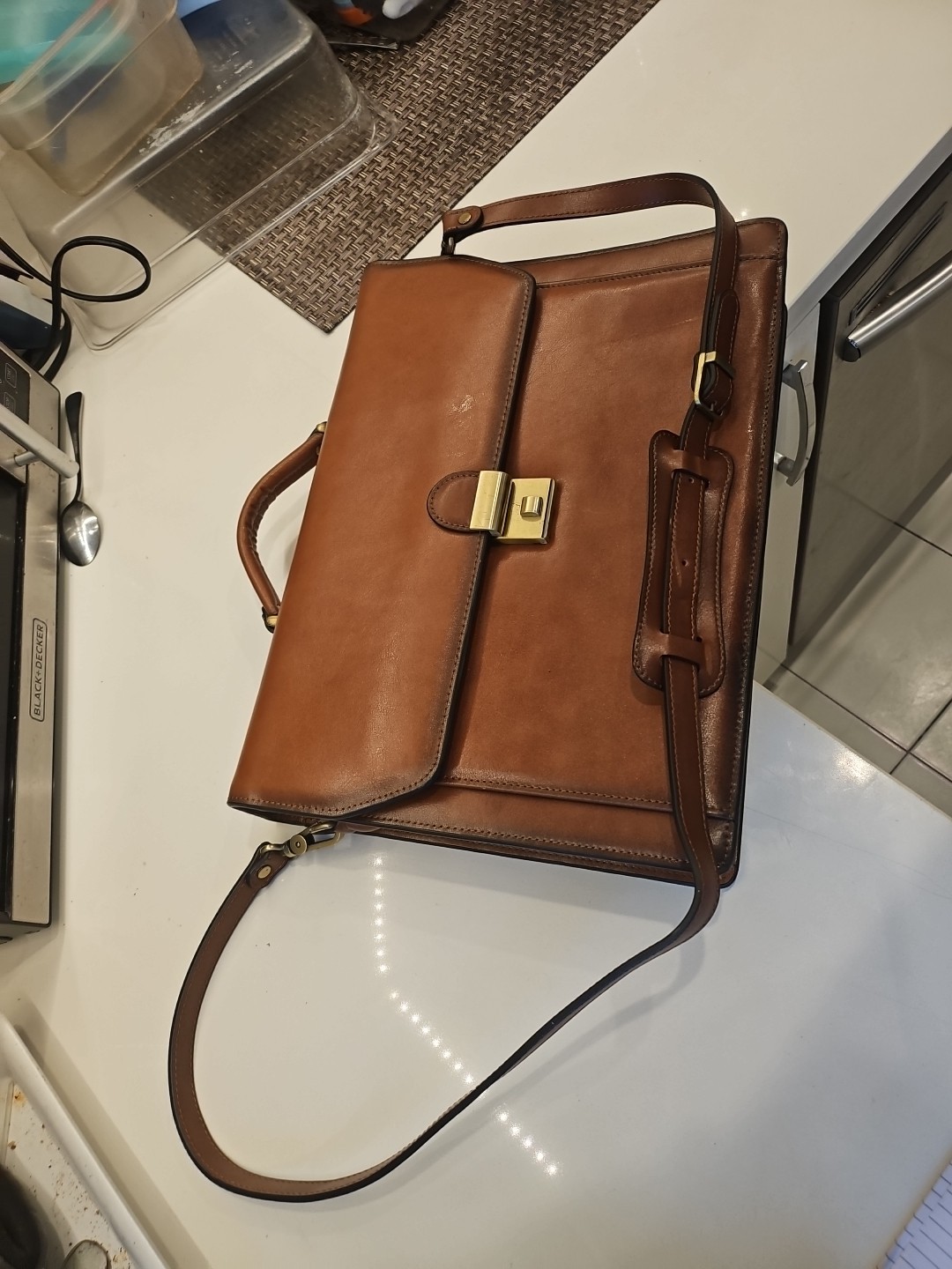 Banuce Vintage Genuine Italy Learher Briefcase