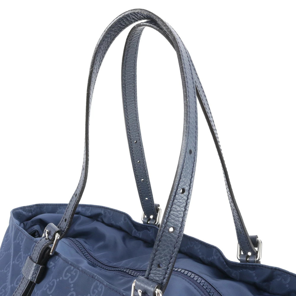Gucci GG Nylon Leather Tote Bag Navy Size W42cm H33cm D22cm Excellent