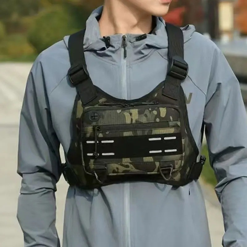 Sport Running Combat Chest Rig Bag Front Pouch Recon Kit Pack Protective Vest