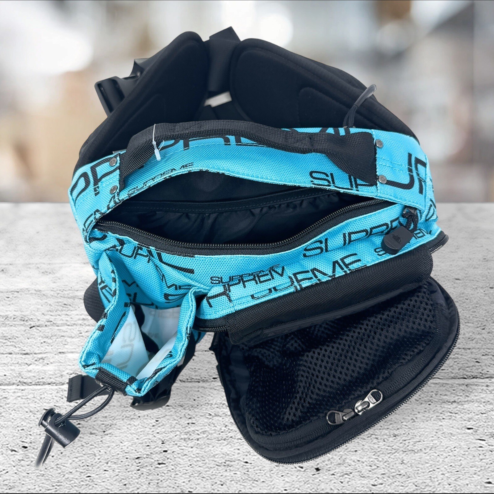 Supreme The North Face Steep Tech Waist Bag Mens OS Teal Blue Logo Print