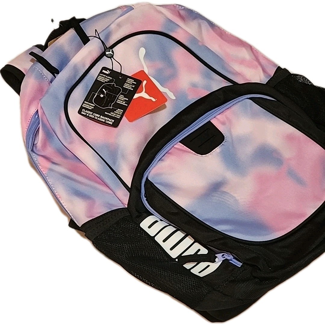 Puma Classic Core Backpack 15″ Laptop Sleeve Water Bottle Pocket Tie Dye NEW R2