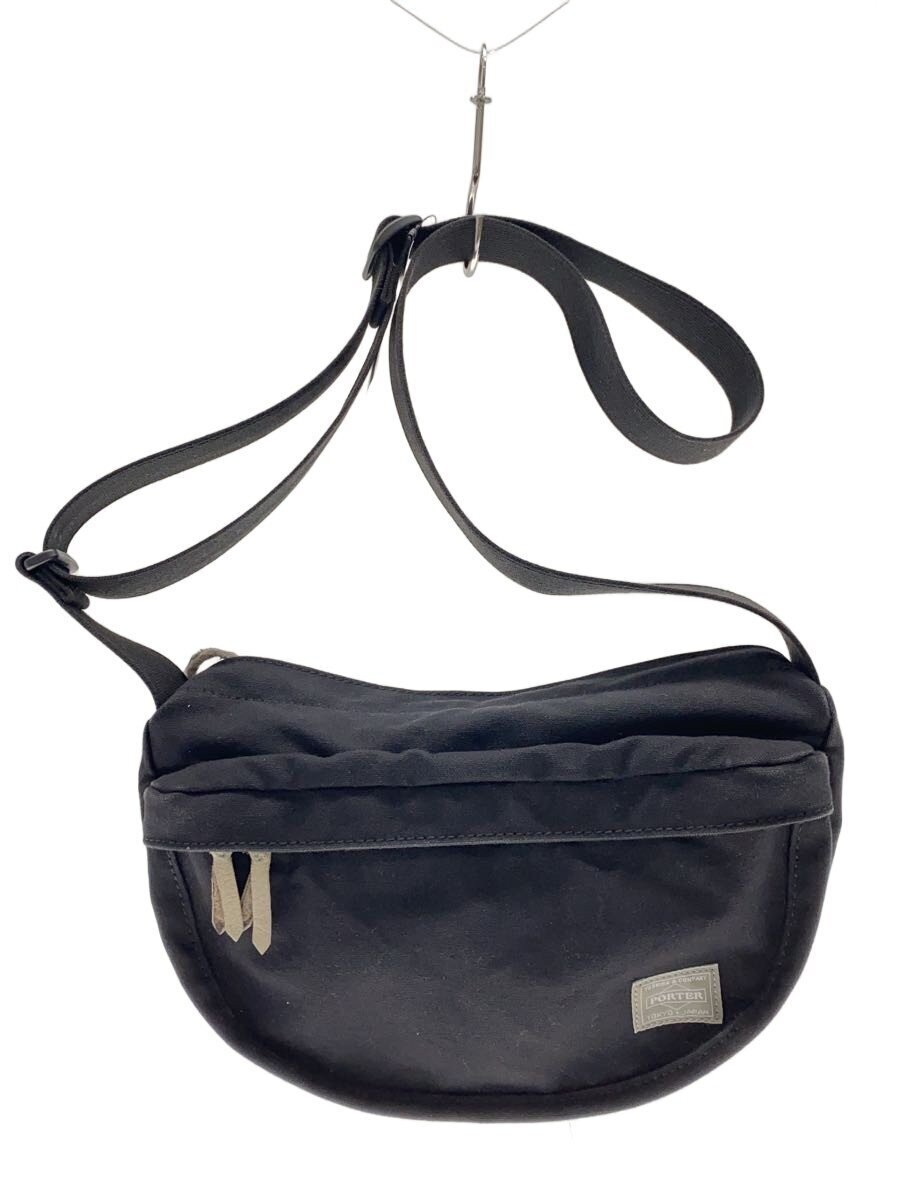 Authentic PORTER Canvas Shoulder Bag Black 17cm High 6.5cm Wide 22-28cm