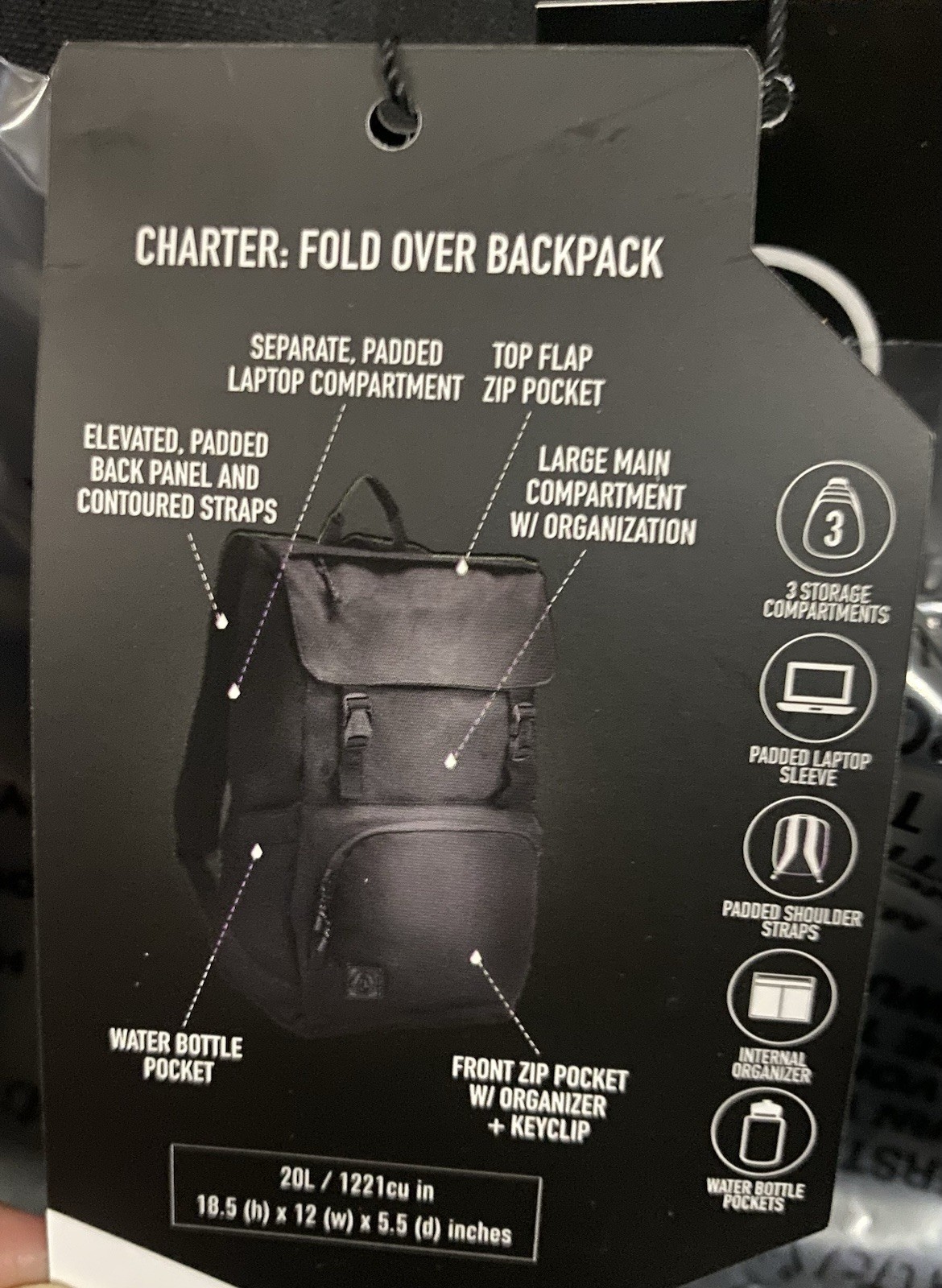 VOLCOM CHARTER FOLD OVER BACKPACK SCHOOOL BEACH TRAVEL SKATE 20L NEW