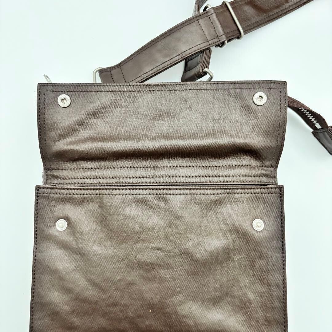 Porter Freestyle Brown Leather Shoulder Bag Zip Crossbody Japan 26x22cm B