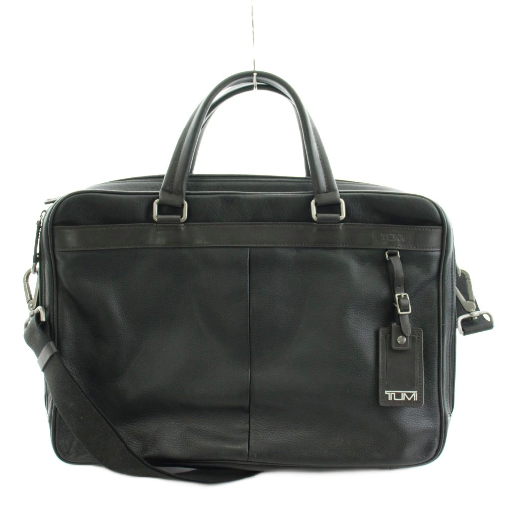 TUMI Leather Briefcase Men’s Black 27cm/10.6in Business Bag Excellent Condition