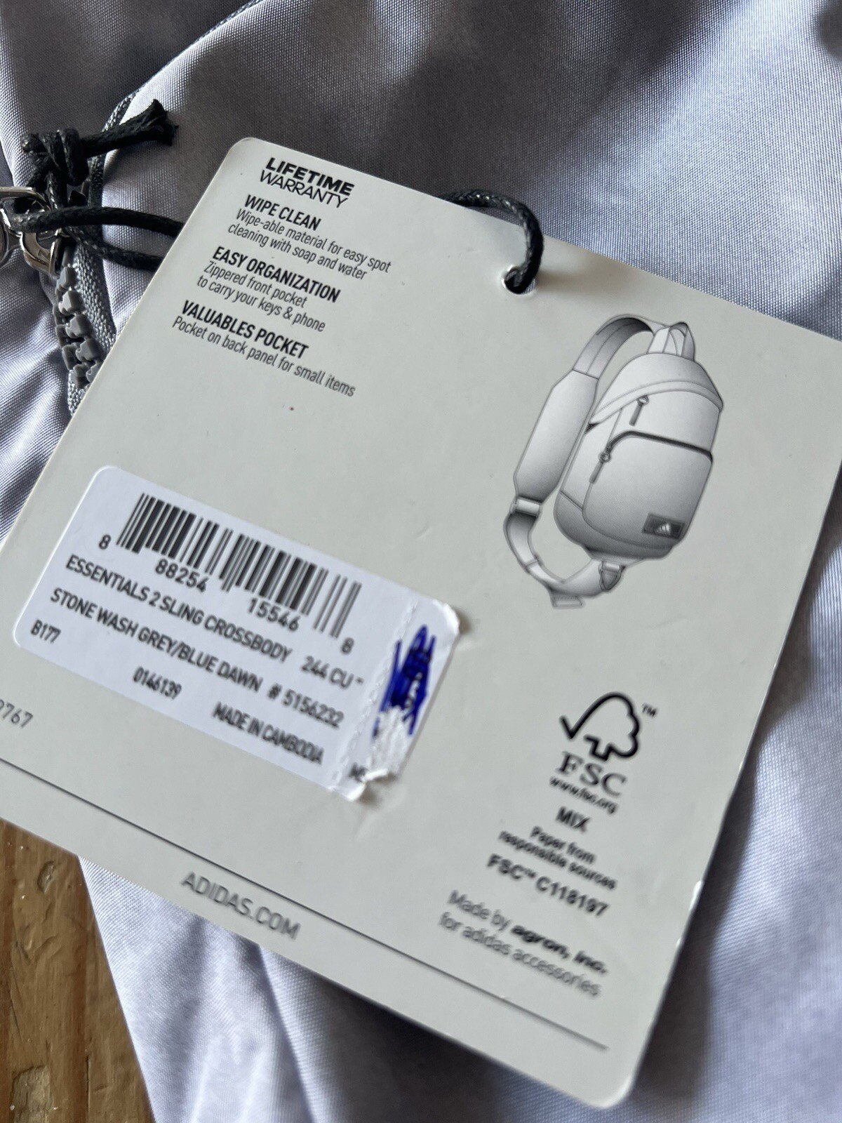 adidas essentials 2 sling crossbody Gray bag