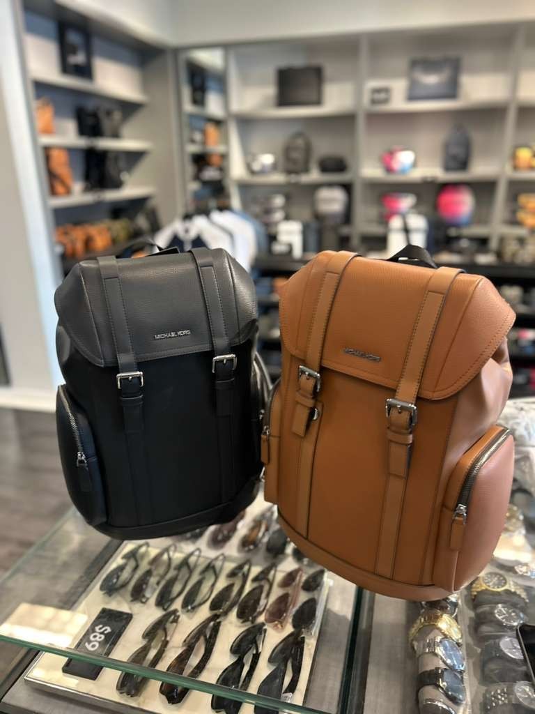 Michael Kors Cooper Men Leather Side Pocket Buckle Travel City Backpack MK