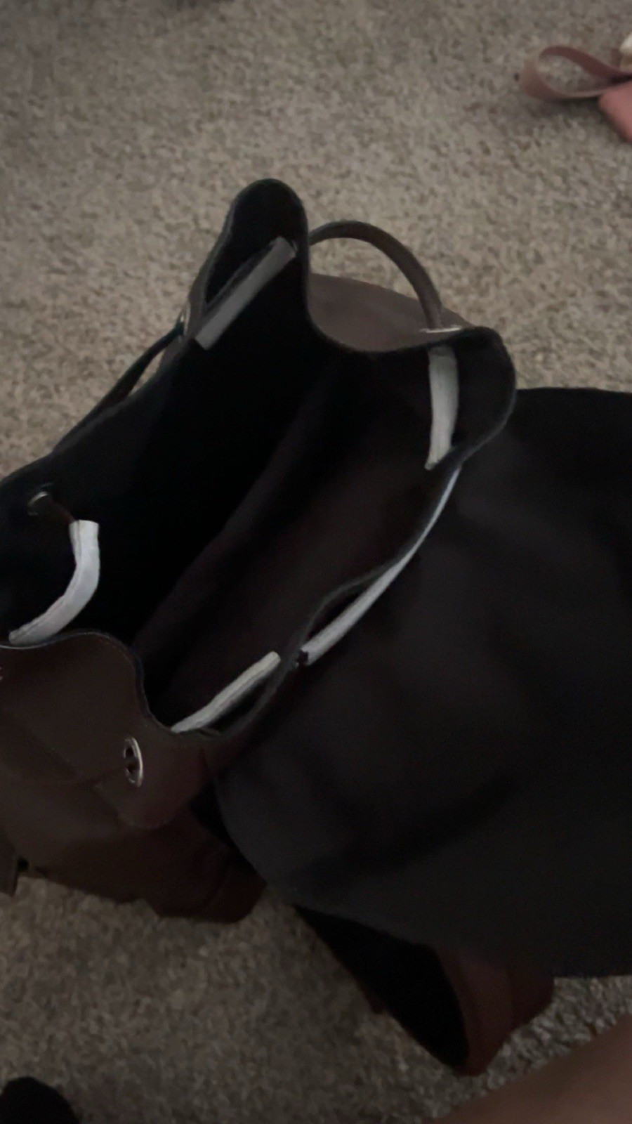 Coach backpack, Brown Solid Backpack Drawstring Flap w/ Buckle Closure