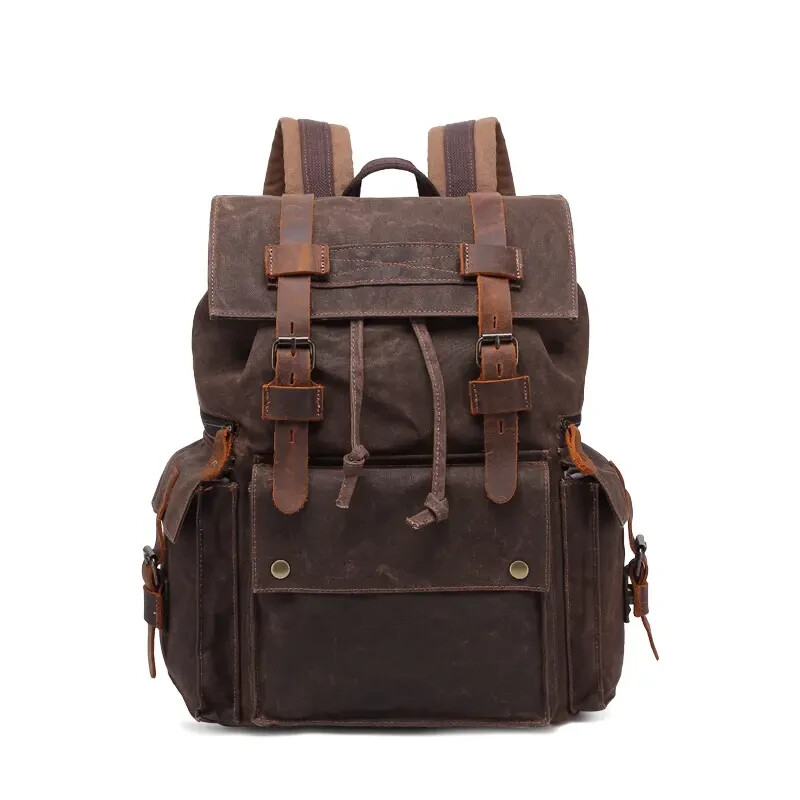 Waterproof waxed canvas back pack, rugged, strong, 13 x 6.3 x 17,
