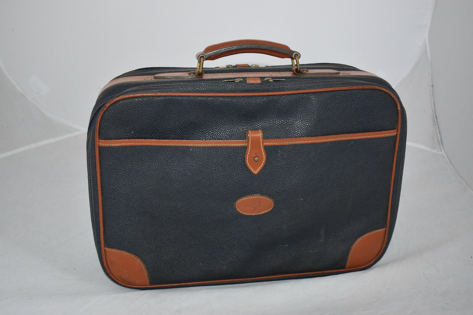 Mulberry Blue Scotchgrain Leather Satchel Briefcase Holdall Weekend Bag Unisex