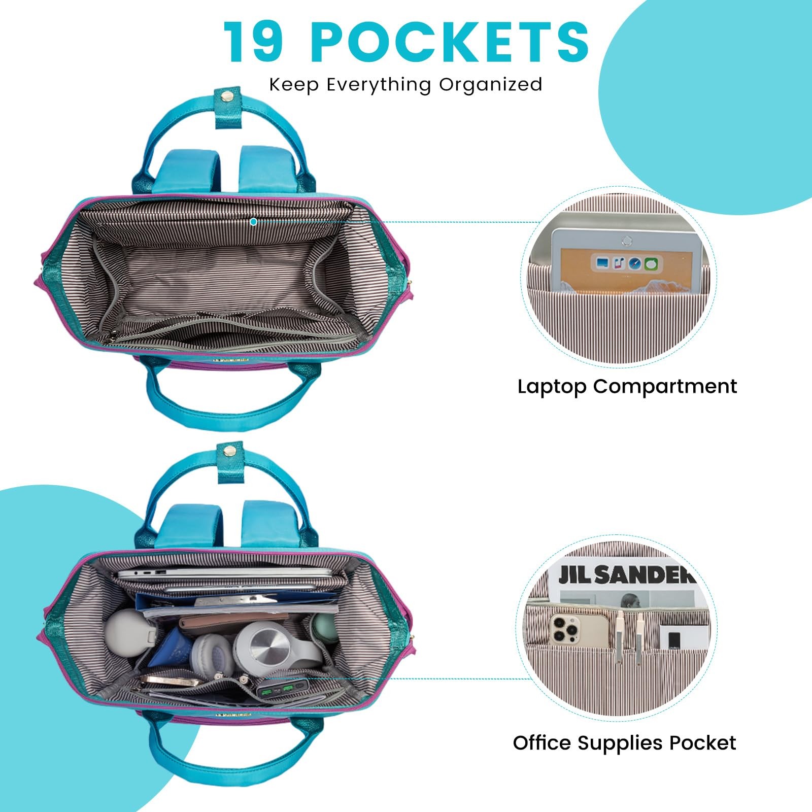 15.6 Inch Laptop Backpack for Women, Waterproof Anti~Theft Travel Bag