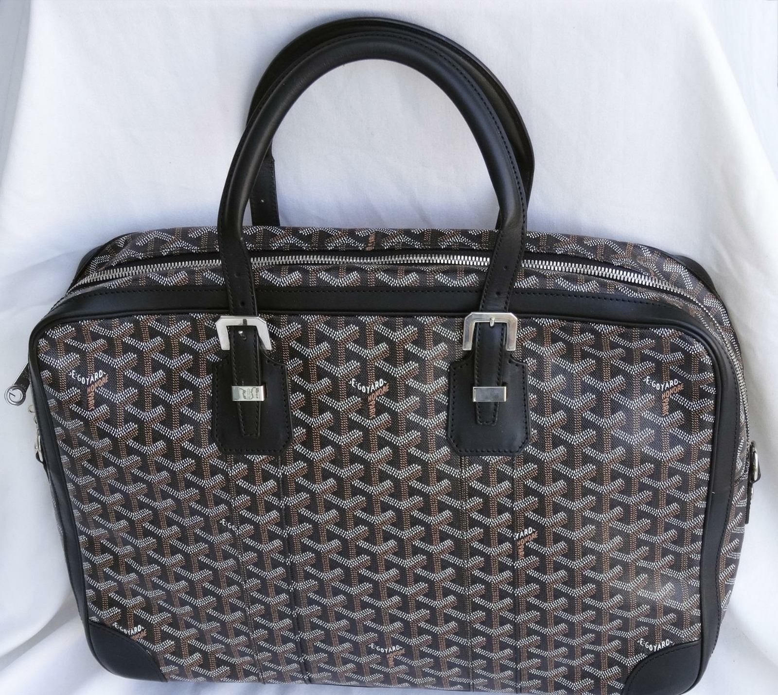 *AUTHENTIC* GOYARD Chevron Diplomat BRIEFCASE BLACK BAG Attache Monogrammed 24