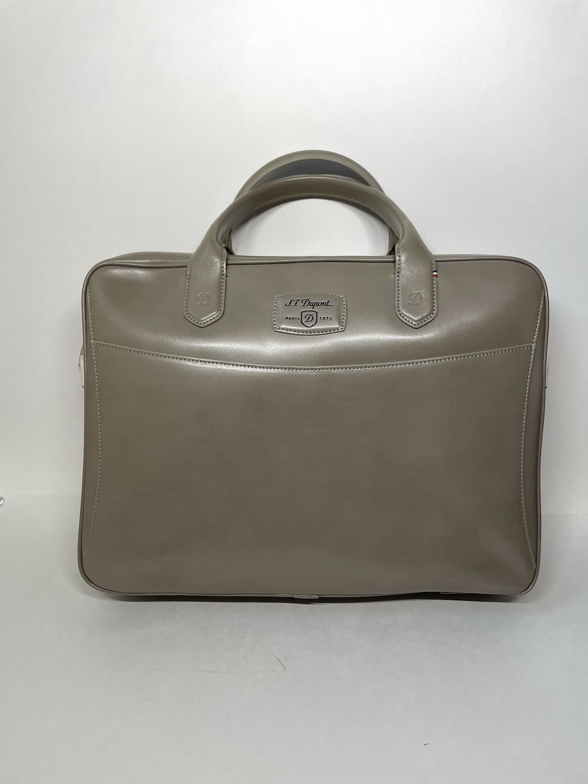 S.T. Dupont Gray Zip Briefcase Top Handle Adjustable Shoulder Strap Pockets