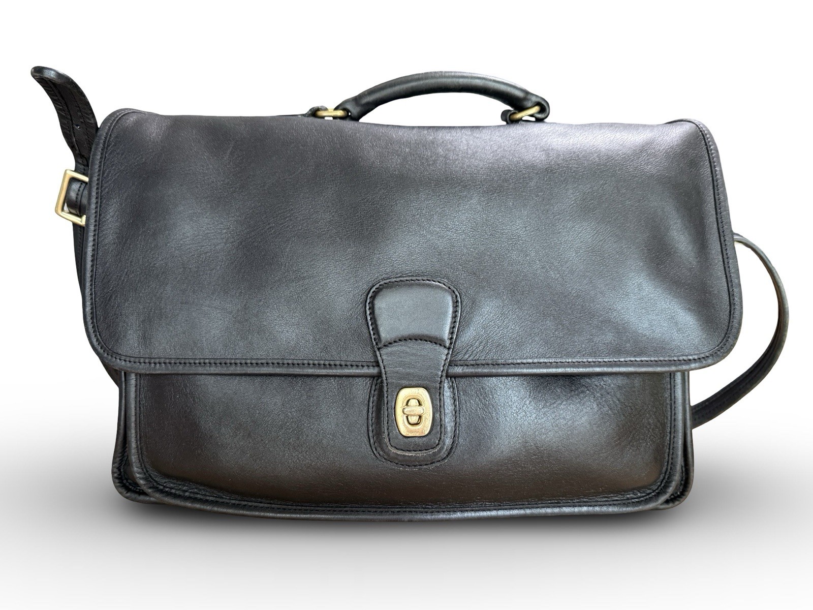 Vintage Coach Metropolitan 5180 Briefcase Jet Black Leather Messenger Bag Rare