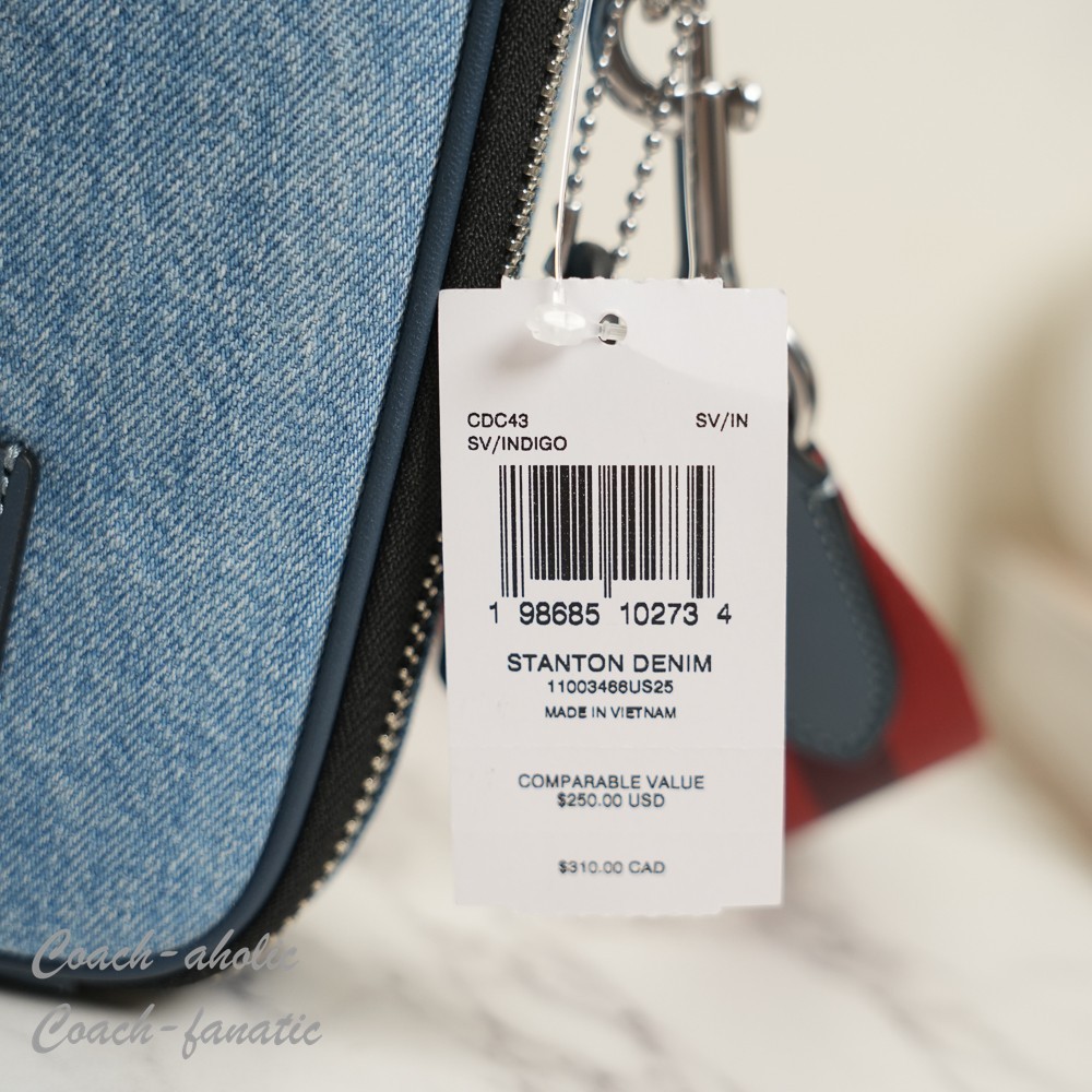 COACH CDC43 Stanton Crossbody Bag In Regenerative Cotton Silver/Indigo NWT
