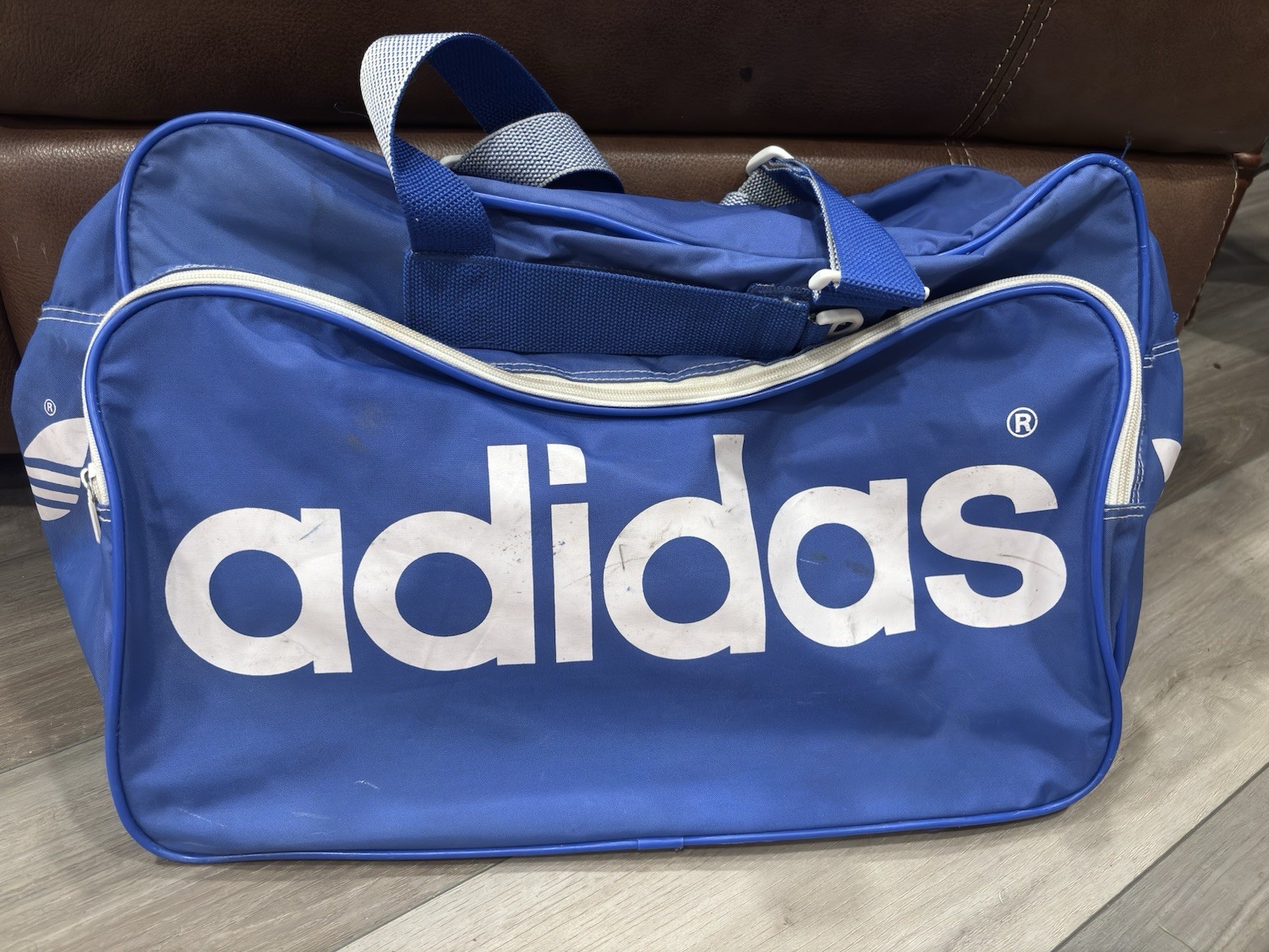 Vintage Adidas Originals Blue Trefoil Duffel Gym Bag Travel Sports Retro VTG