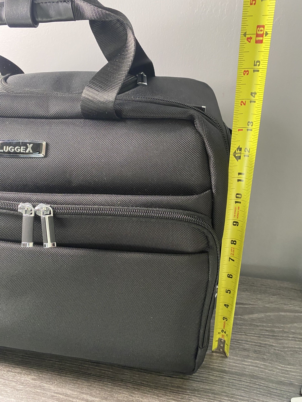 LuggeX Rolling Travel Briefcase Carry On Laptop Bag Wheels Black Multiple Pocket