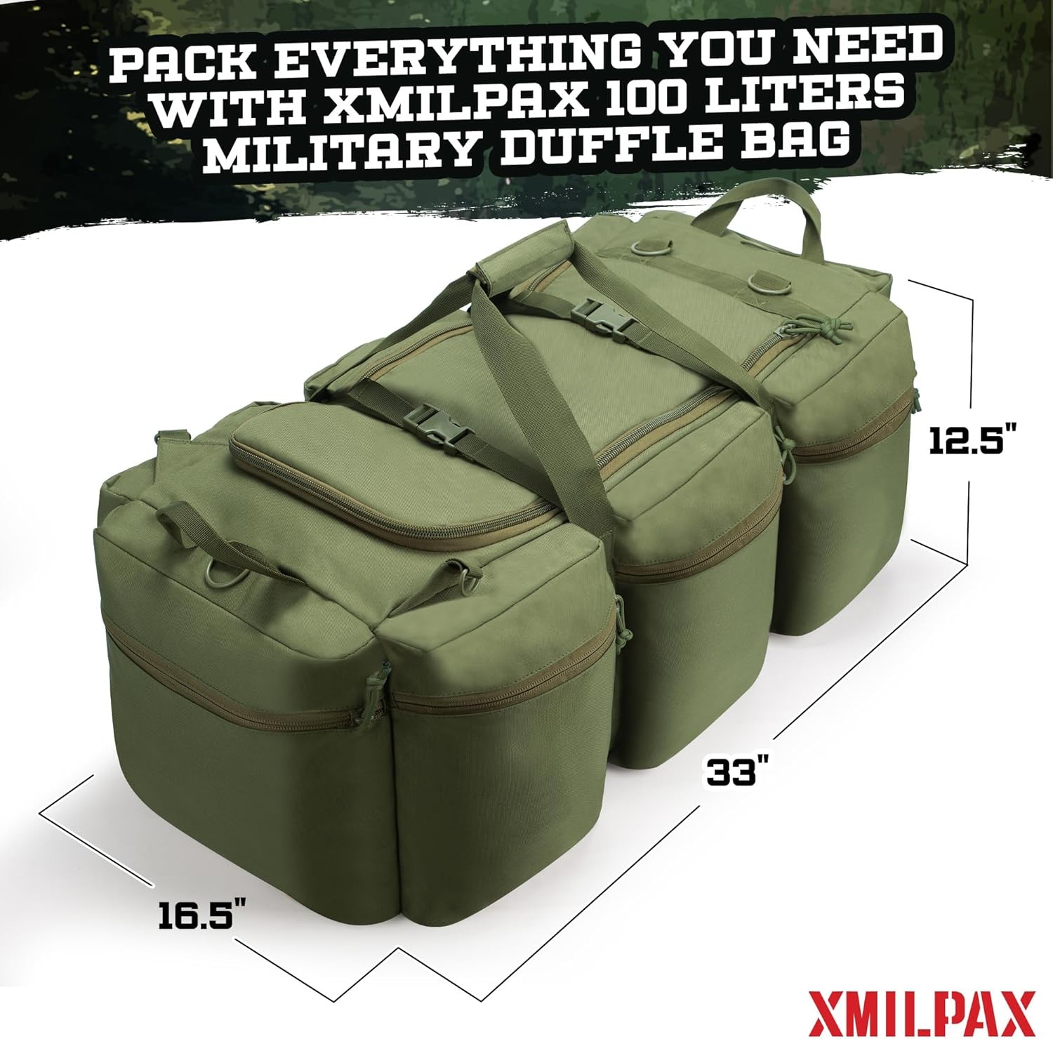 100L Large Military Duffle Bag Deployment Duffel Bag Sports Equipment Travel Lug
