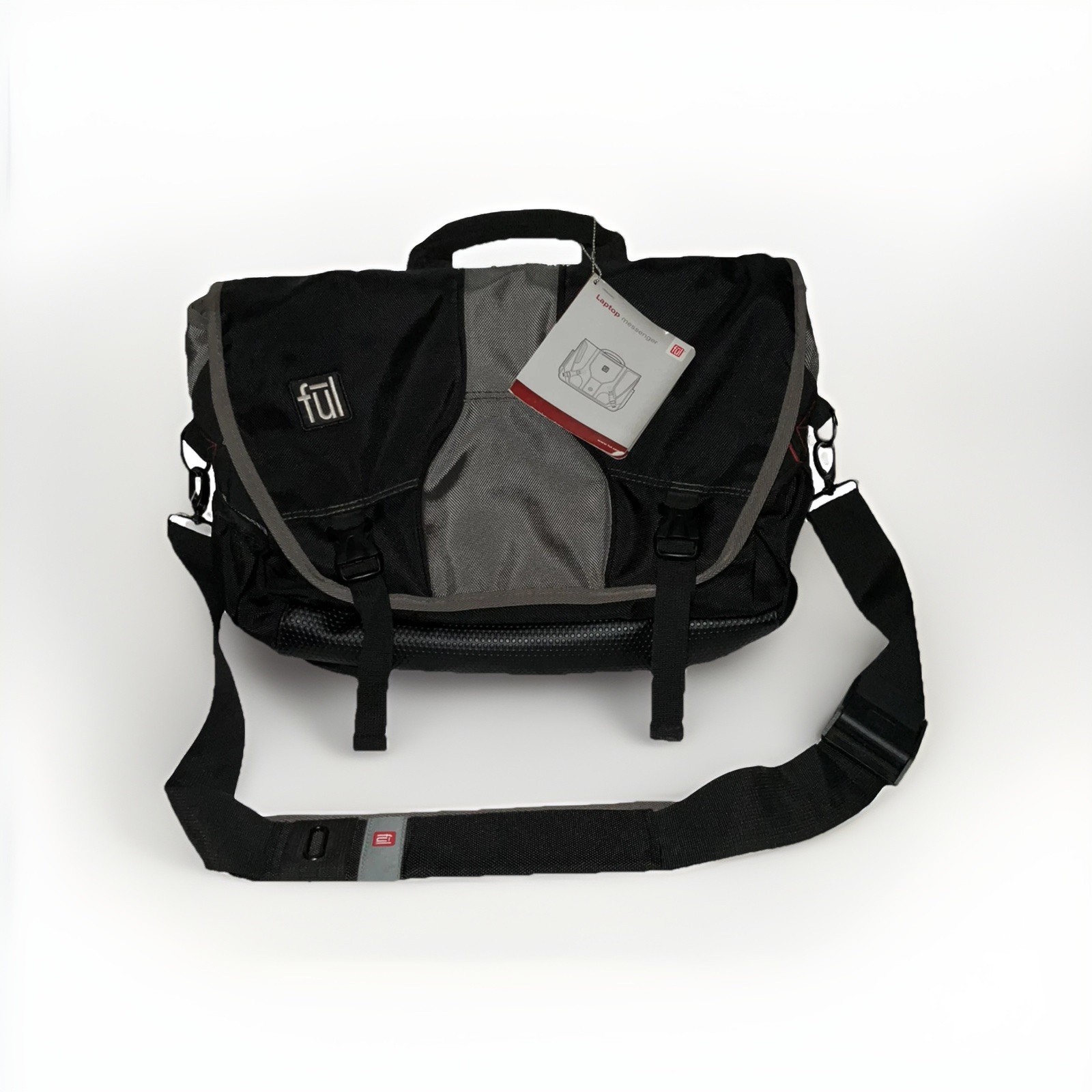 FUL Almost Famous Messenger Bag Padded Laptop Carrying Case -Gray/Black
