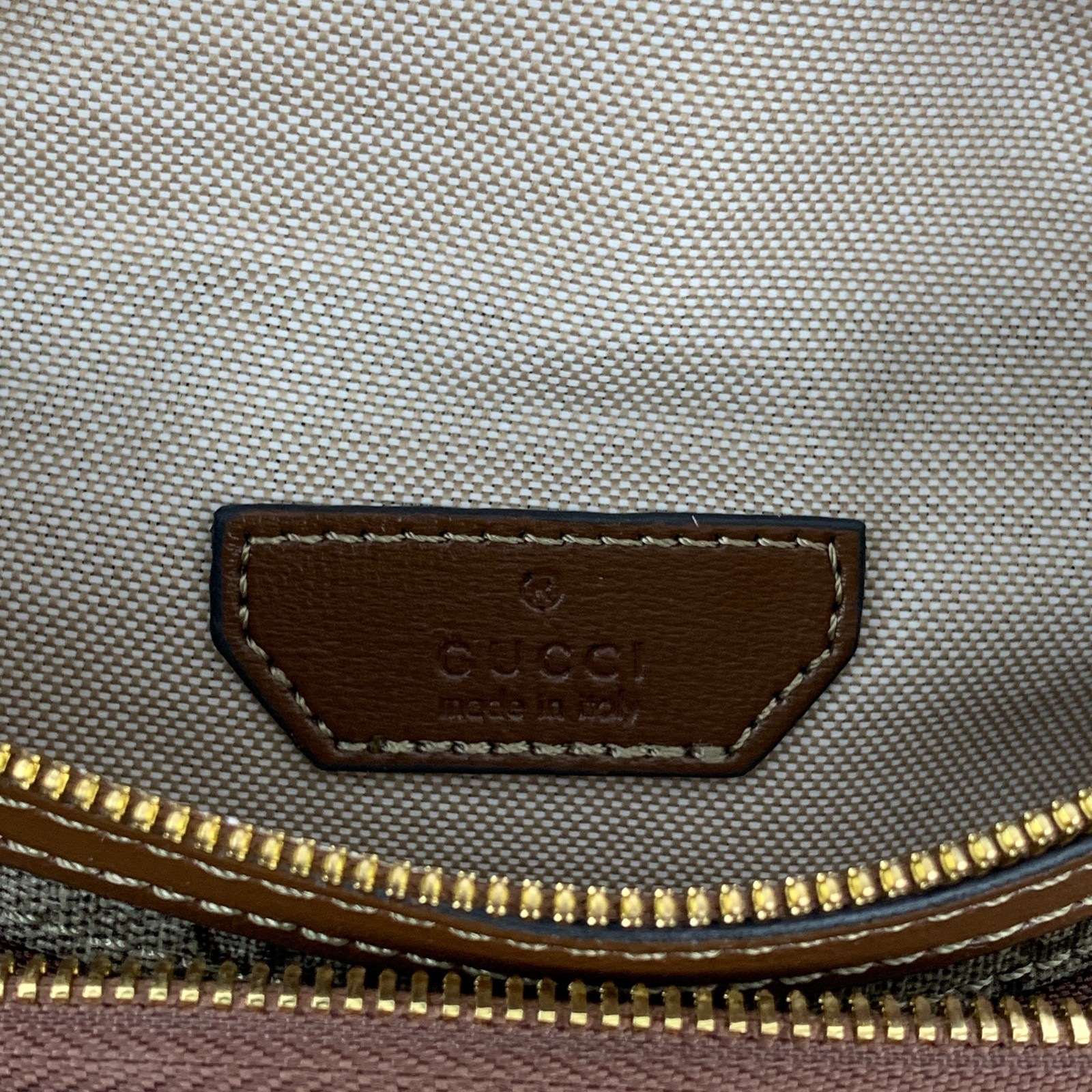 Gucci GG Monogram Interlocking G Canvas Leather Crossbody Belt Bag Beige 682933