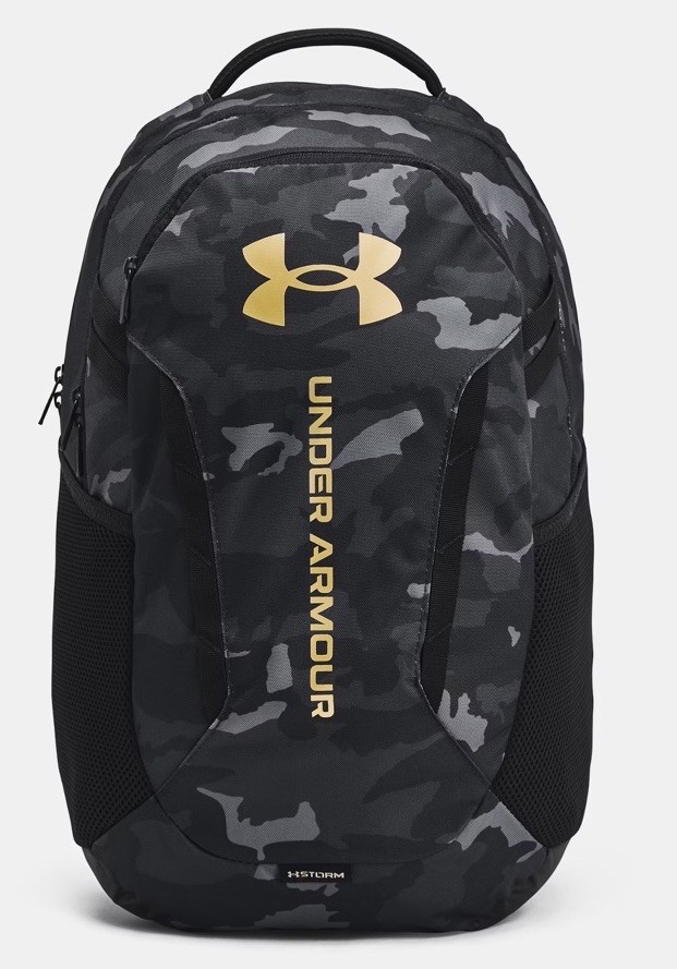 Under Armour UA Hustle 5.0 Backpack Camo Black/Metallic Gold 1361176 007 NWT