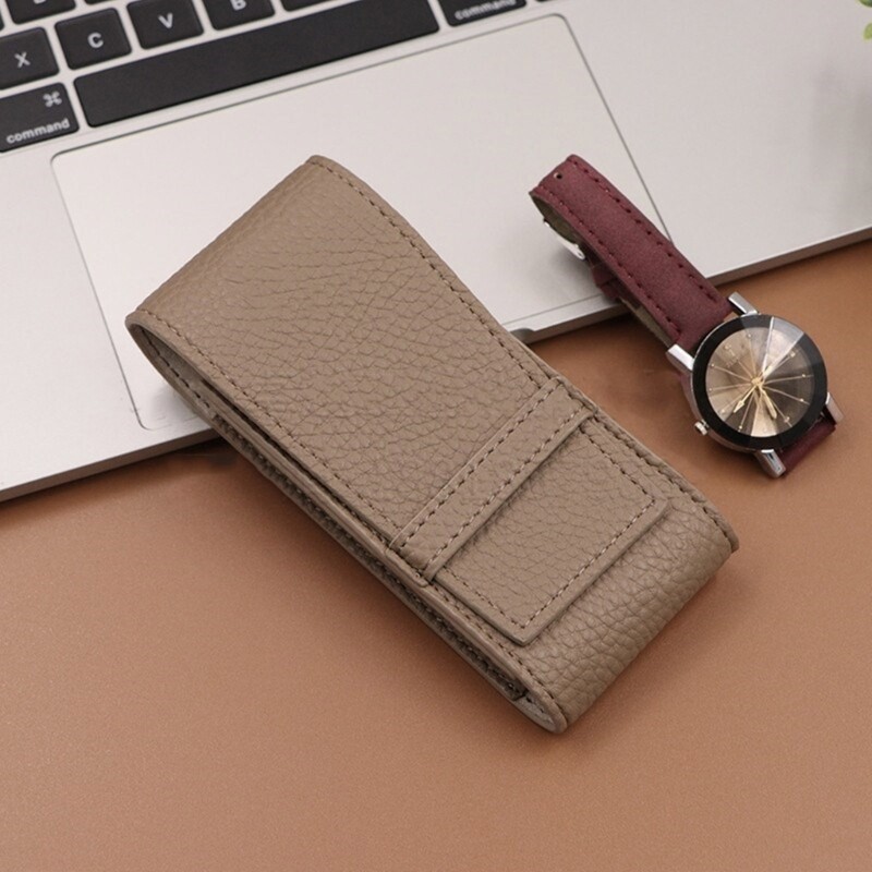 Travel Watch Case PU Leather Protective Pouch Soft Lining Bag for Business Trips